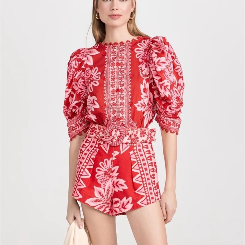 NEW Farm Rio Flora Tapestry Red Top Size XL